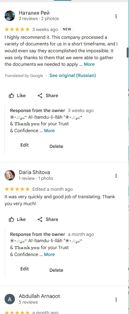 Real Google review screenshot 5